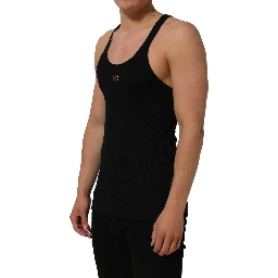 Black DG Logo Cotton Ribbed Tank Top T-shirt