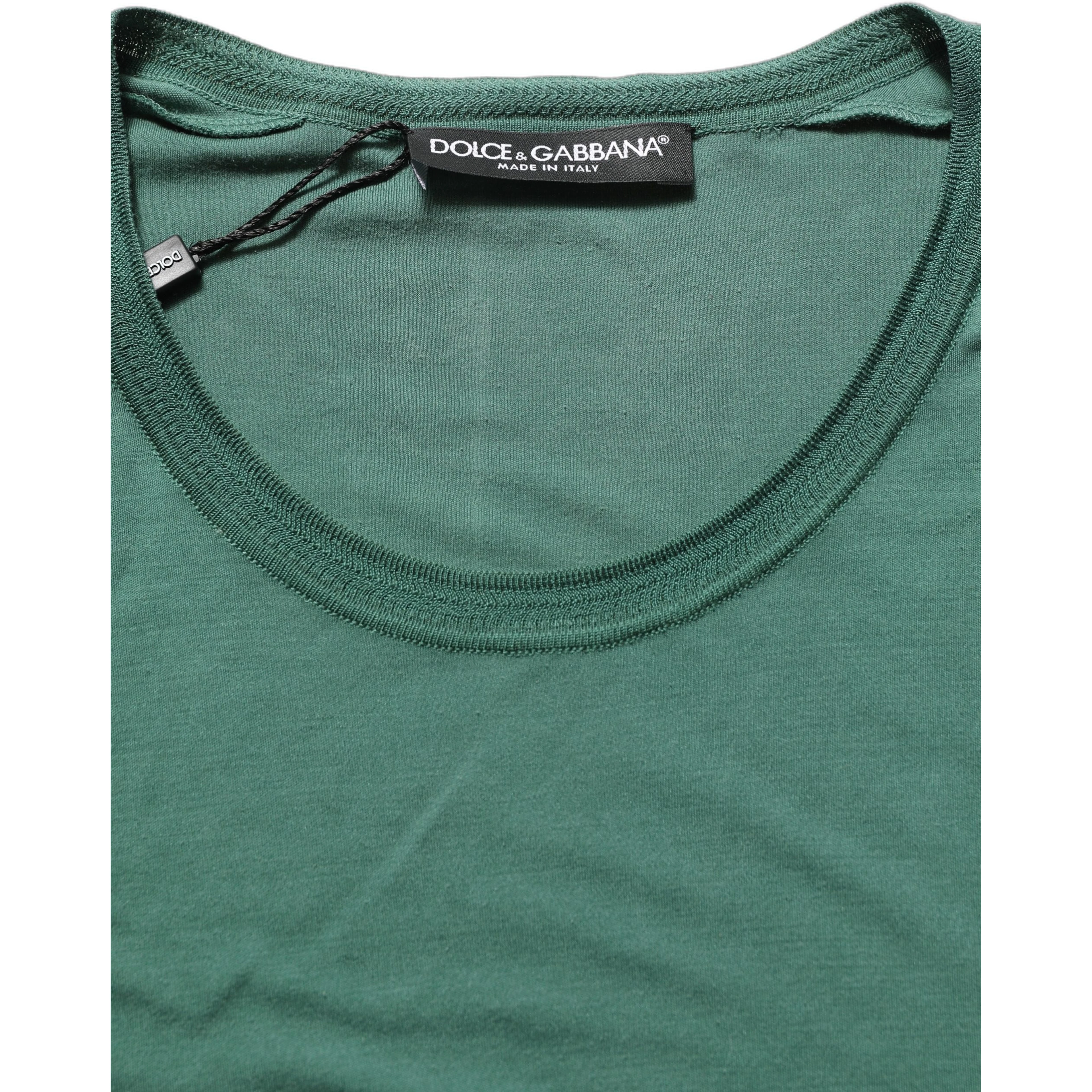 Green Silk Crew Neck Short Sleeves T-shirt