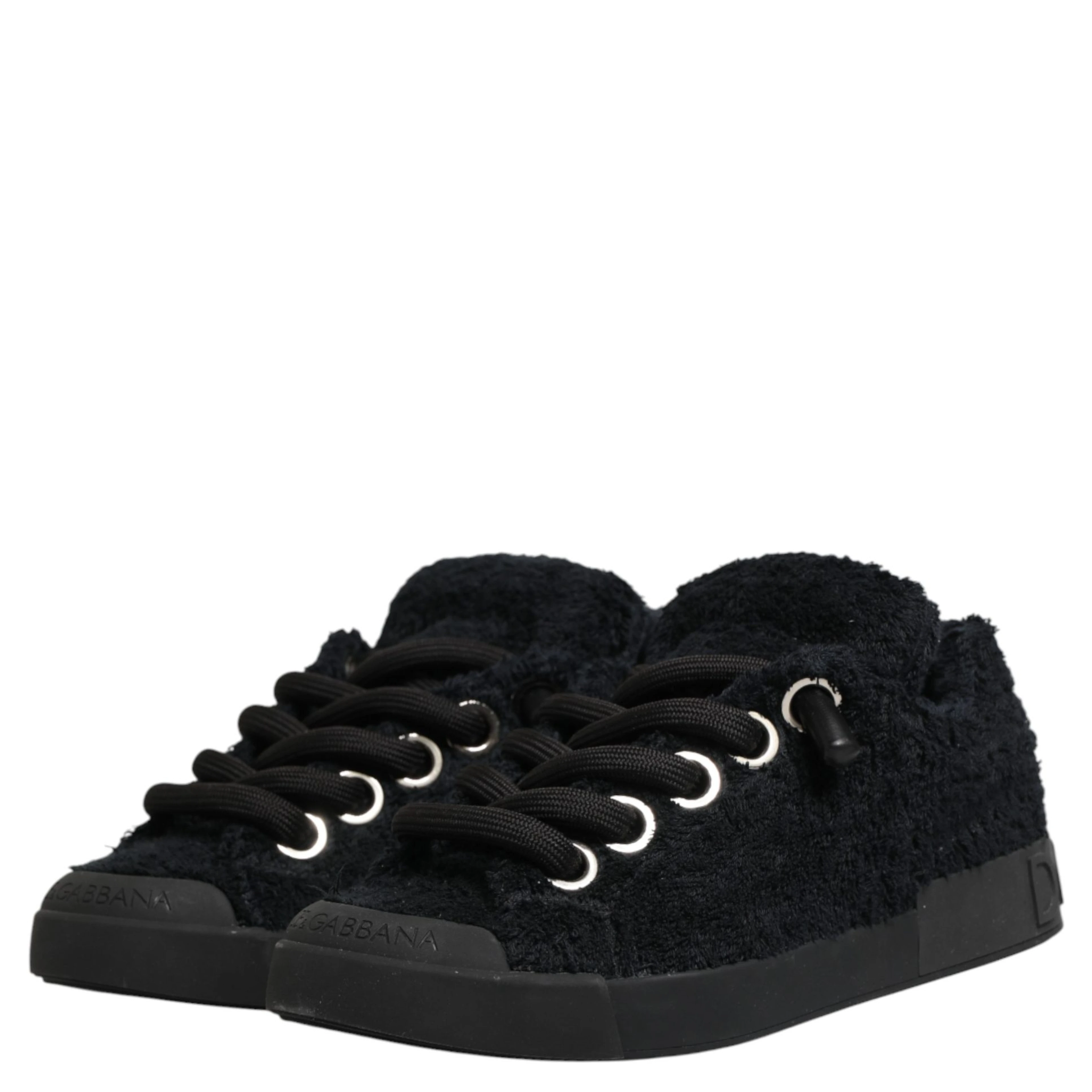 Black Portofino Lace-Up Sneakers Shoes