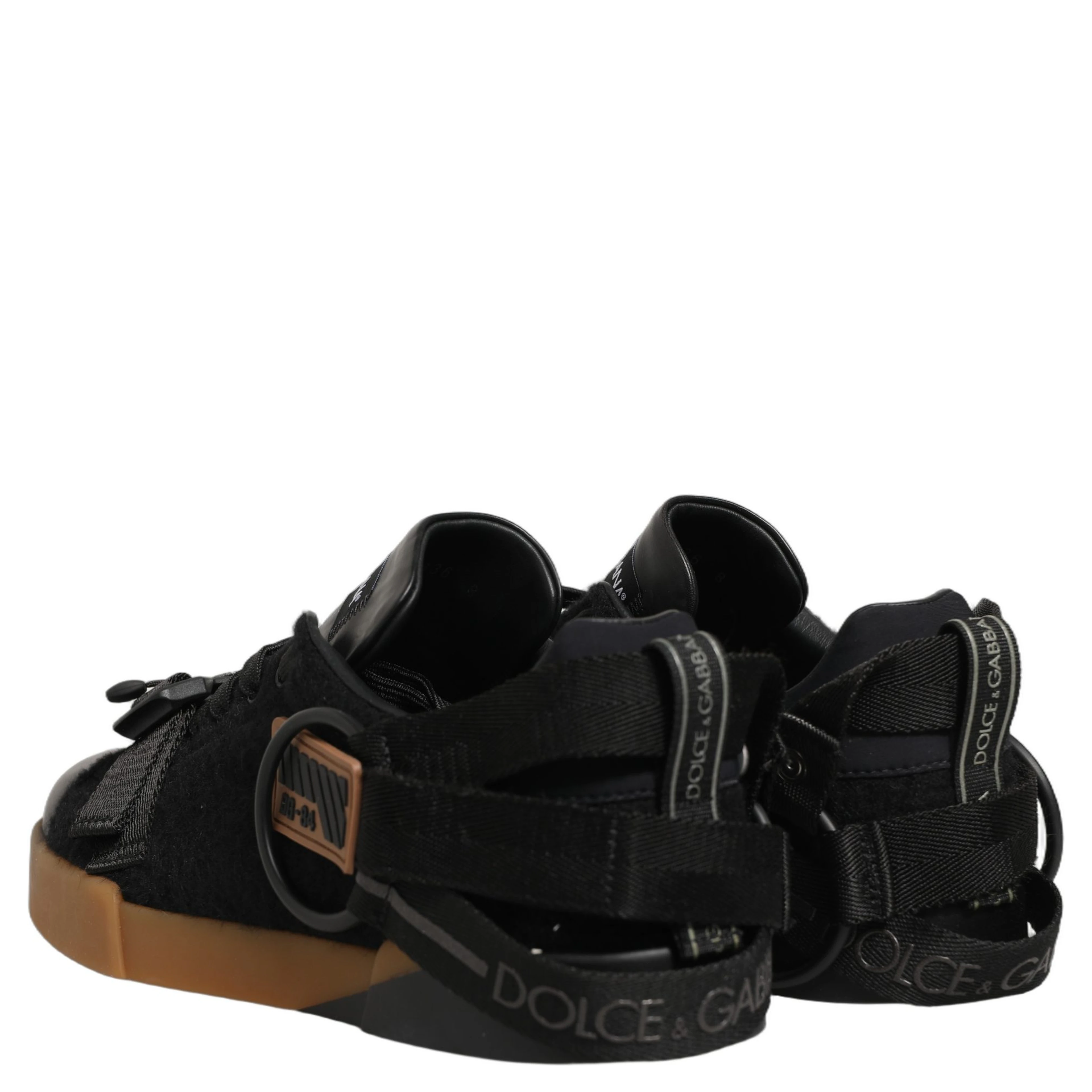 Black Felt Leather Low Top Sneaker Shoes