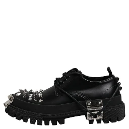 Black Studded Leather Hi-Trekking Derby Men Shoes