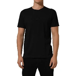 Black Cotton Short Sleeve Crew Neck T-shirt