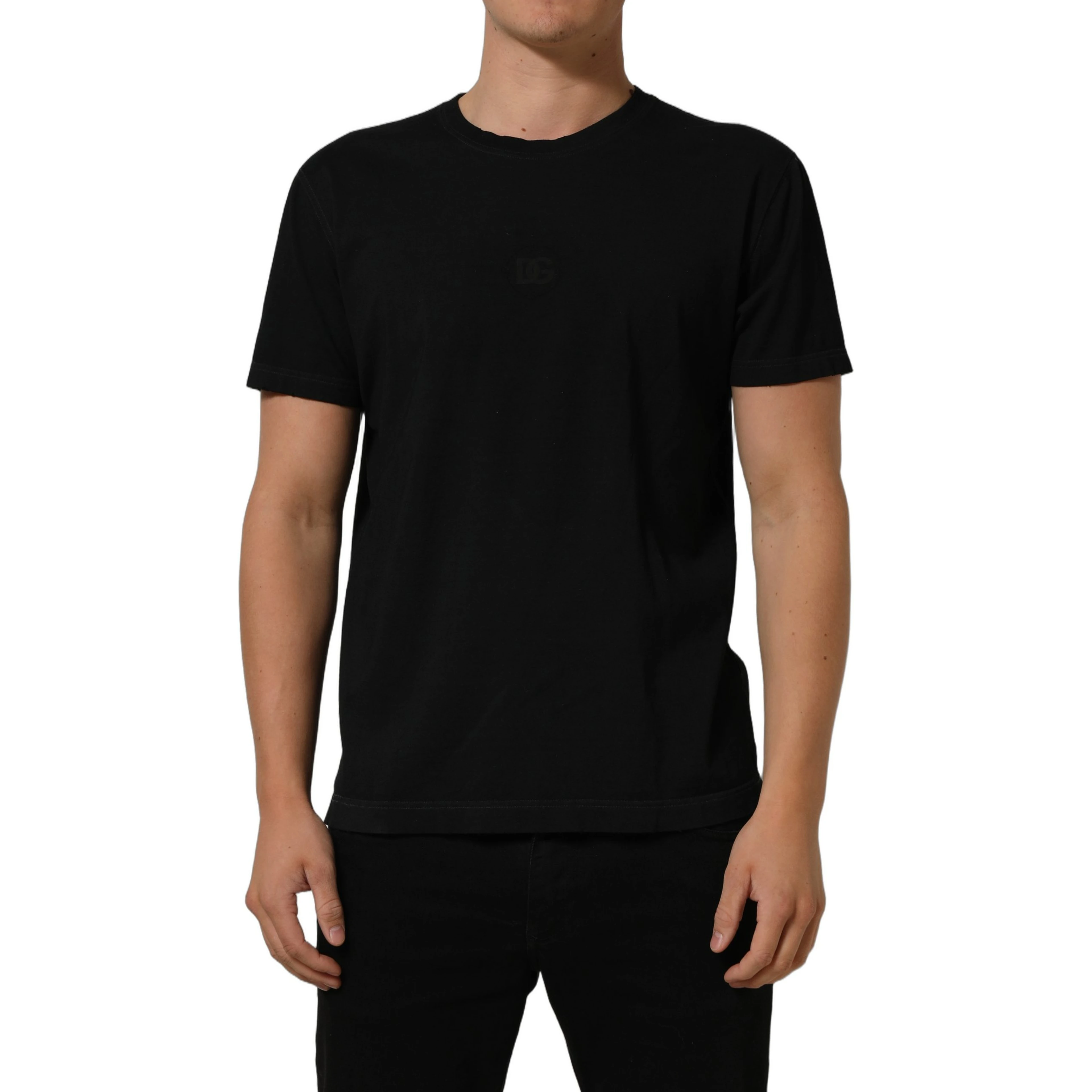 Black Cotton Short Sleeve Crew Neck T-shirt