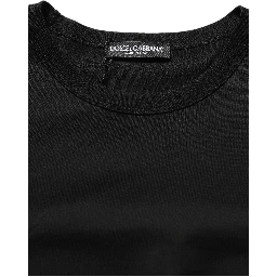 Black Cotton Crew Neck Short Sleeve T-shirt