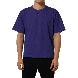 Violet Cotton Crew Neck Short Sleeve T-shirt