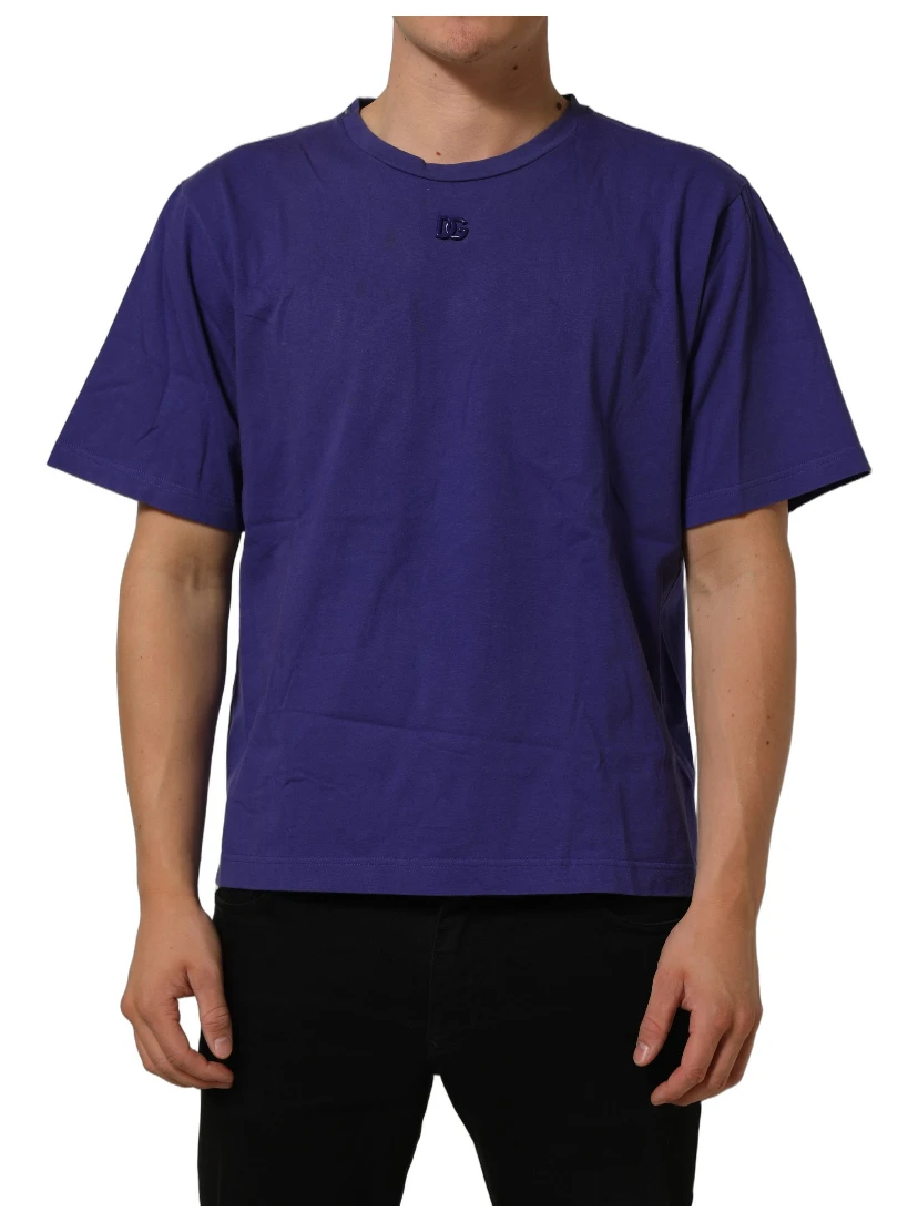 Violet Cotton Crew Neck Short Sleeve T-shirt