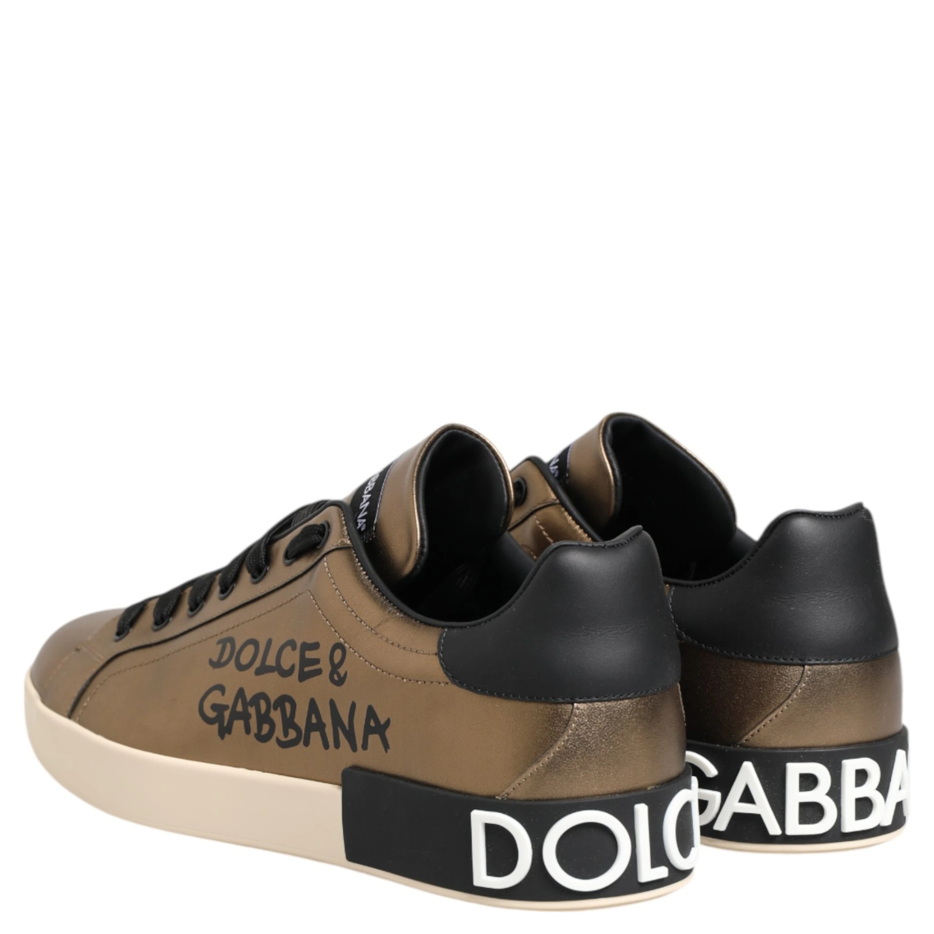 Gold Portofino Calf Leather Sneakers Shoes