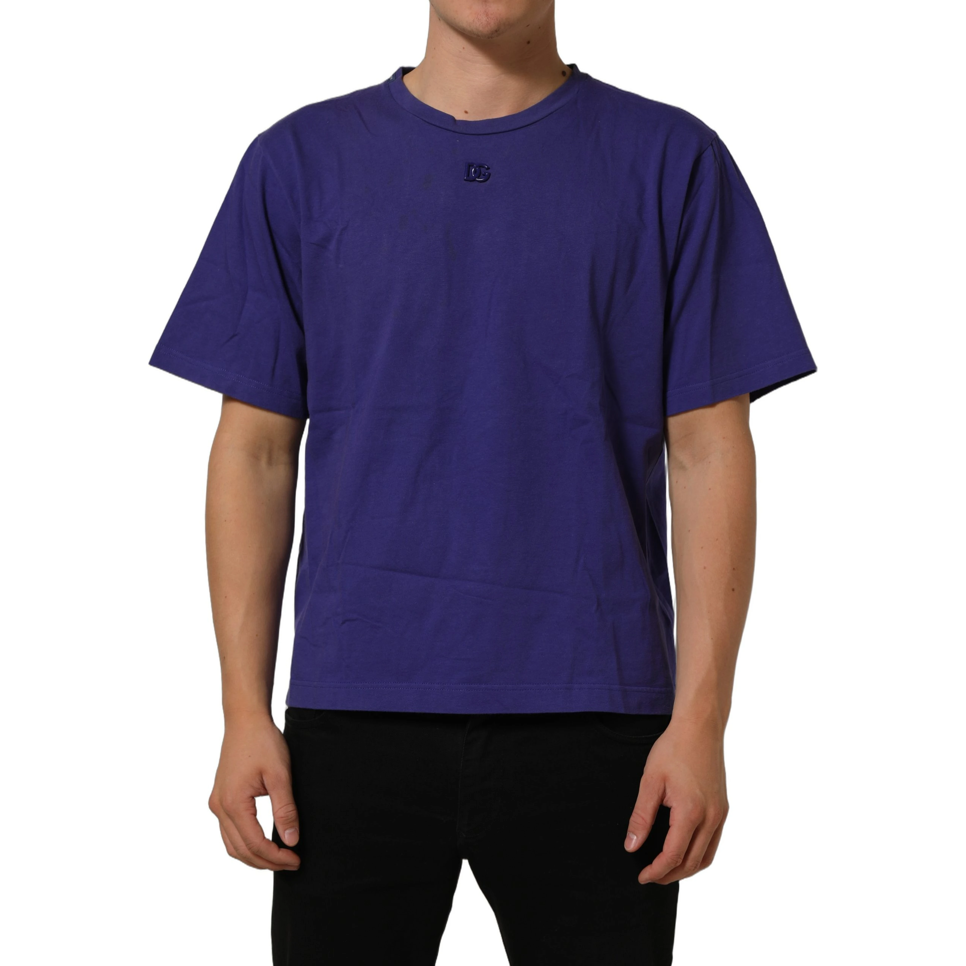 Violet Cotton Crew Neck Short Sleeve T-shirt