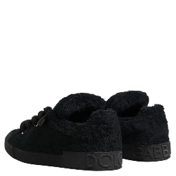 Black Portofino Lace-Up Sneakers Shoes