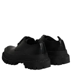 Black Leather Hi-Trekking Derby Shoes