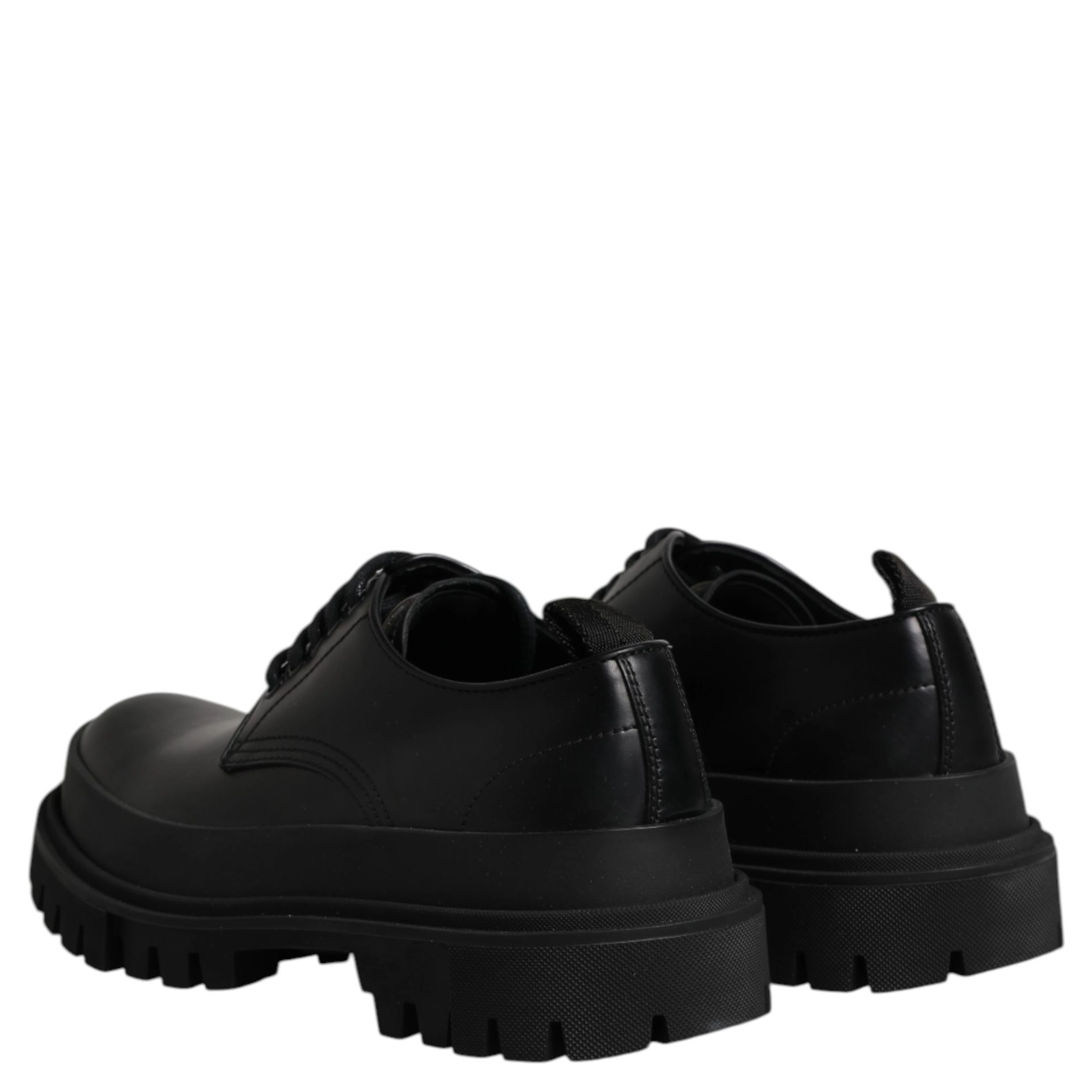 Black Leather Hi-Trekking Derby Shoes