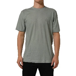 Green Cotton Short Sleeve Crew Neck T-shirt
