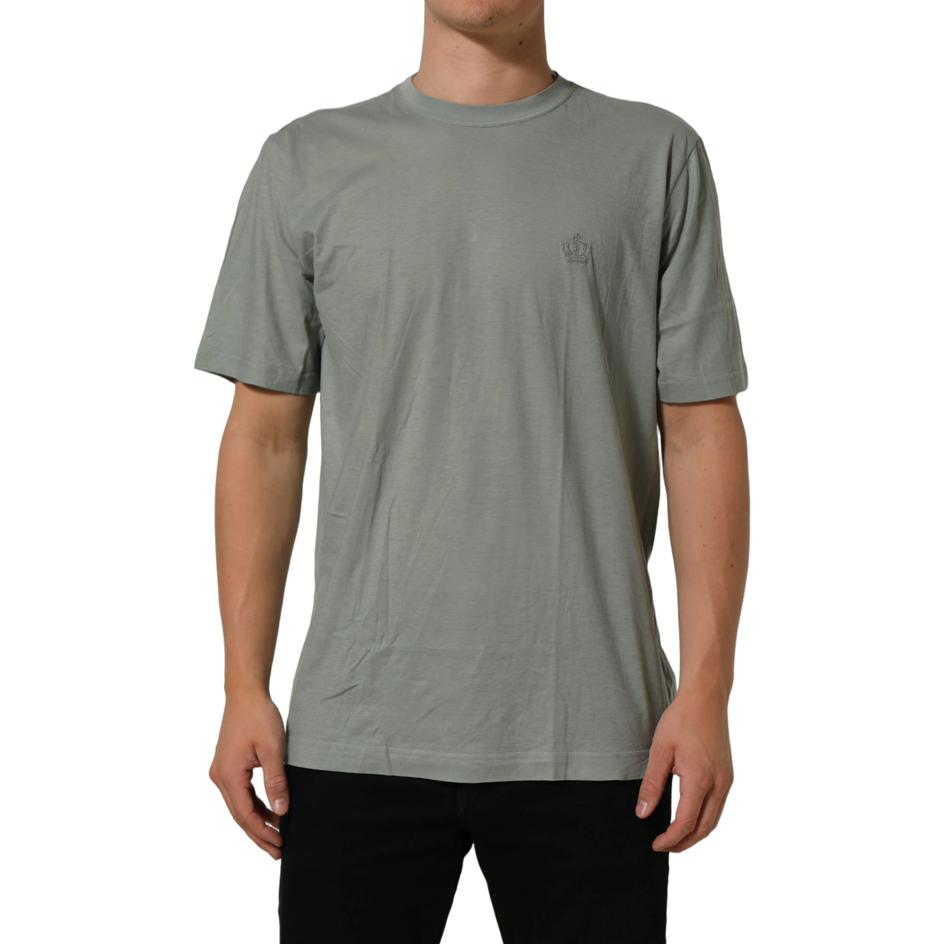 Green Cotton Short Sleeve Crew Neck T-shirt