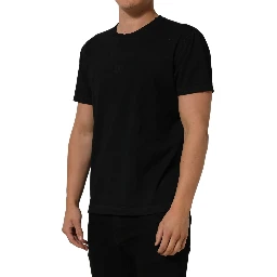Black Cotton Short Sleeve Crew Neck T-shirt