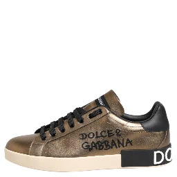 Gold Portofino Calf Leather Sneakers Shoes