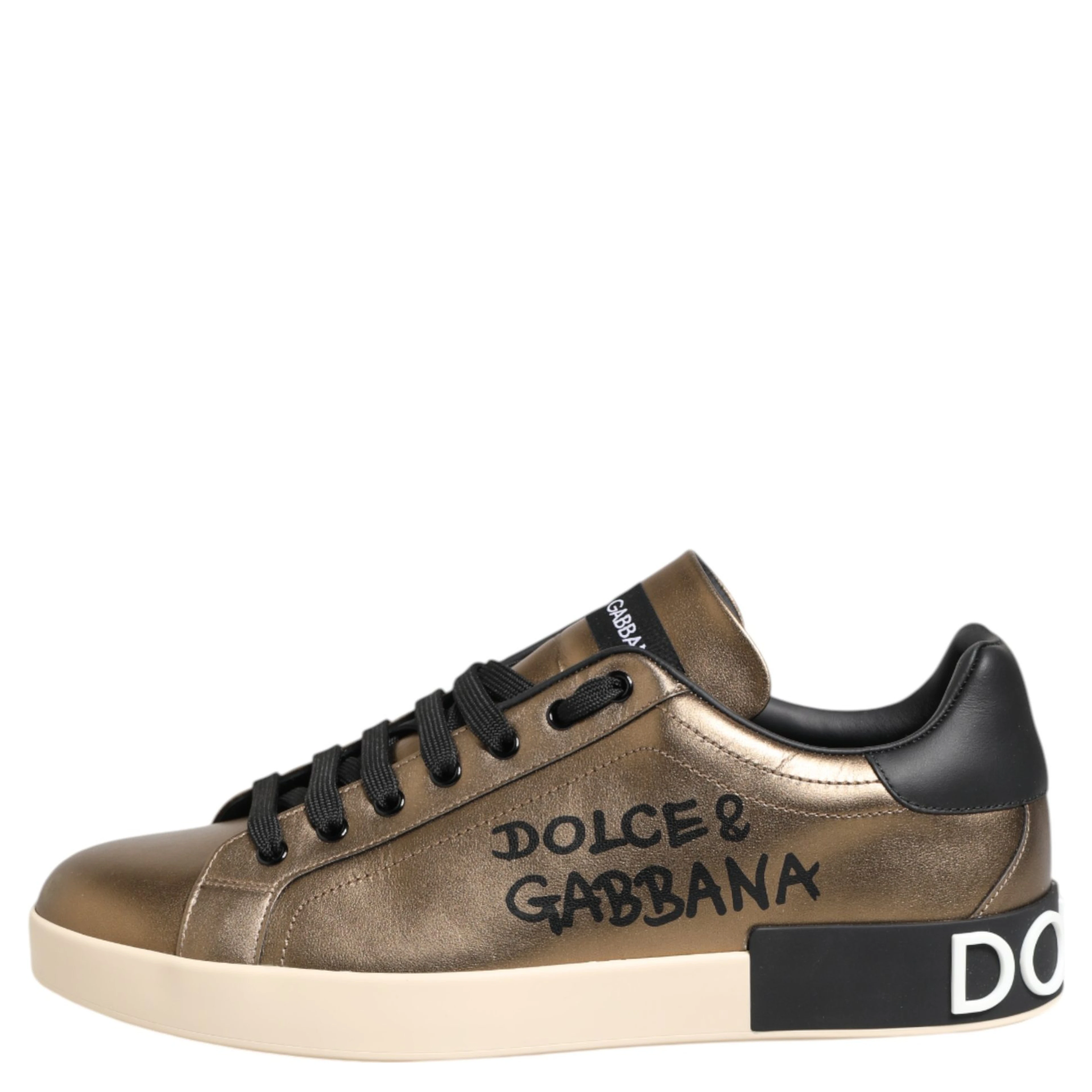 Gold Portofino Calf Leather Sneakers Shoes