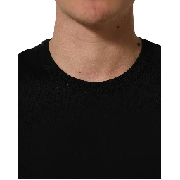 Black Cotton Crew Neck Short Sleeve T-shirt