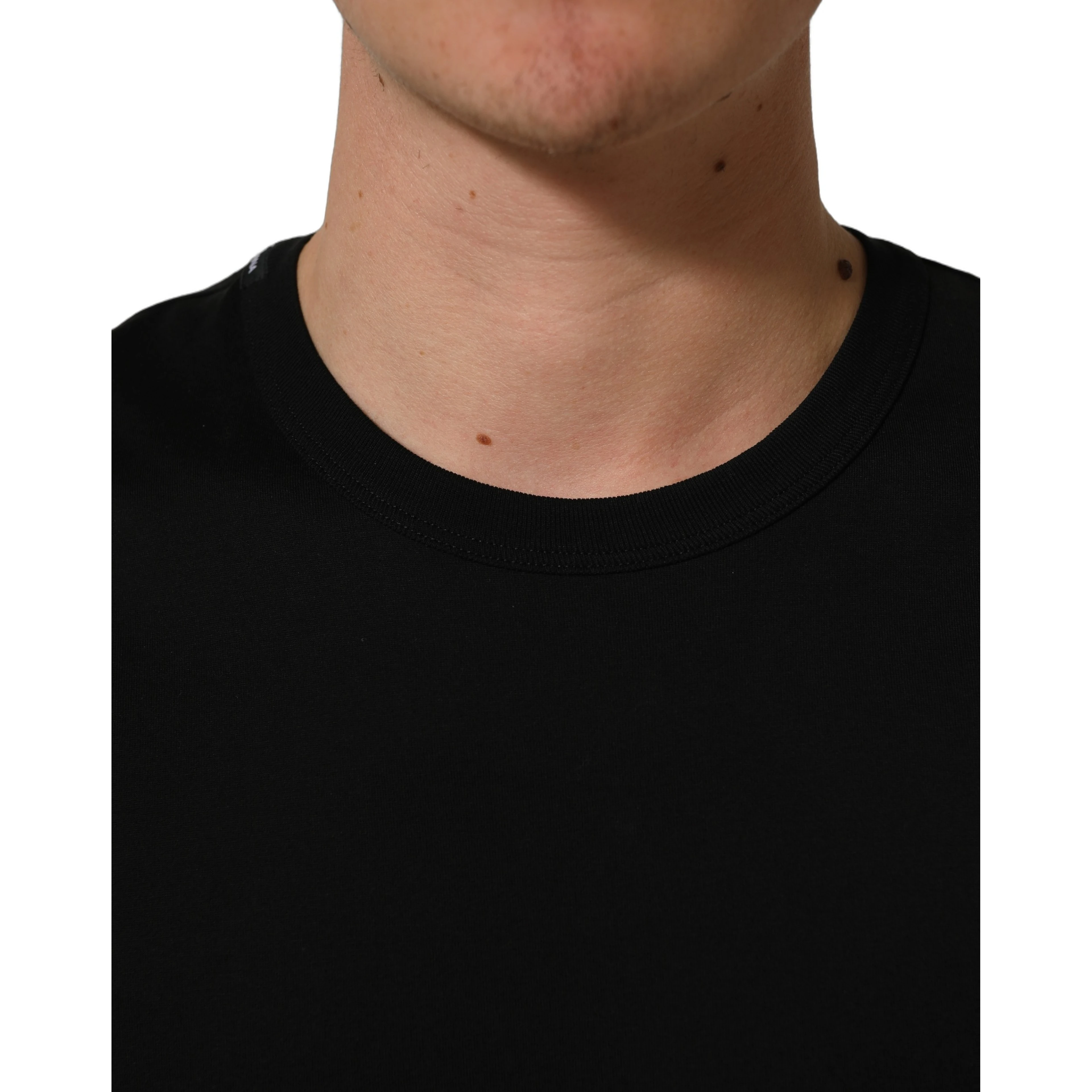 Black Cotton Crew Neck Short Sleeve T-shirt