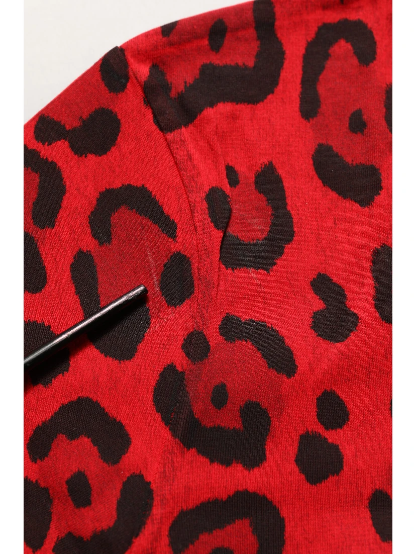 Red Leopard Print Short Sleeved Men T-shirt