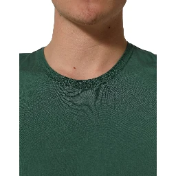 Green Silk Crew Neck Short Sleeves T-shirt