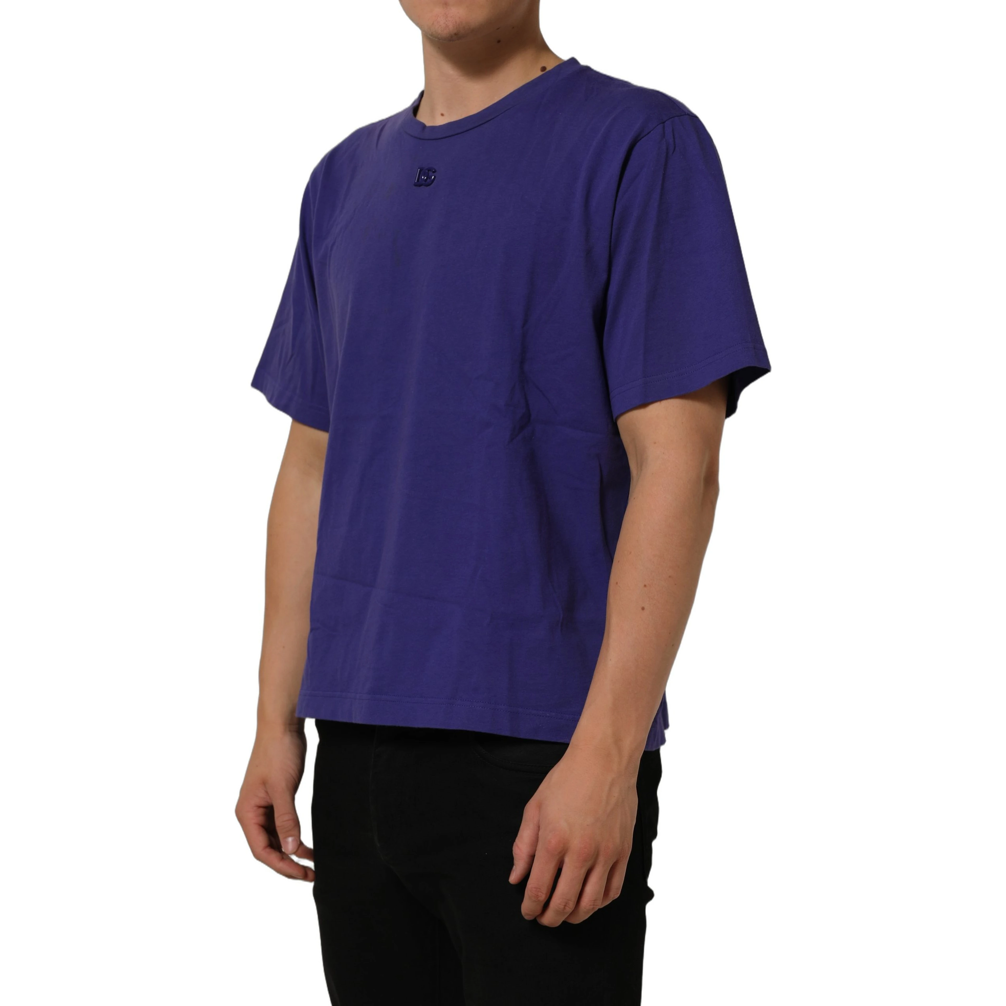 Violet Cotton Crew Neck Short Sleeve T-shirt