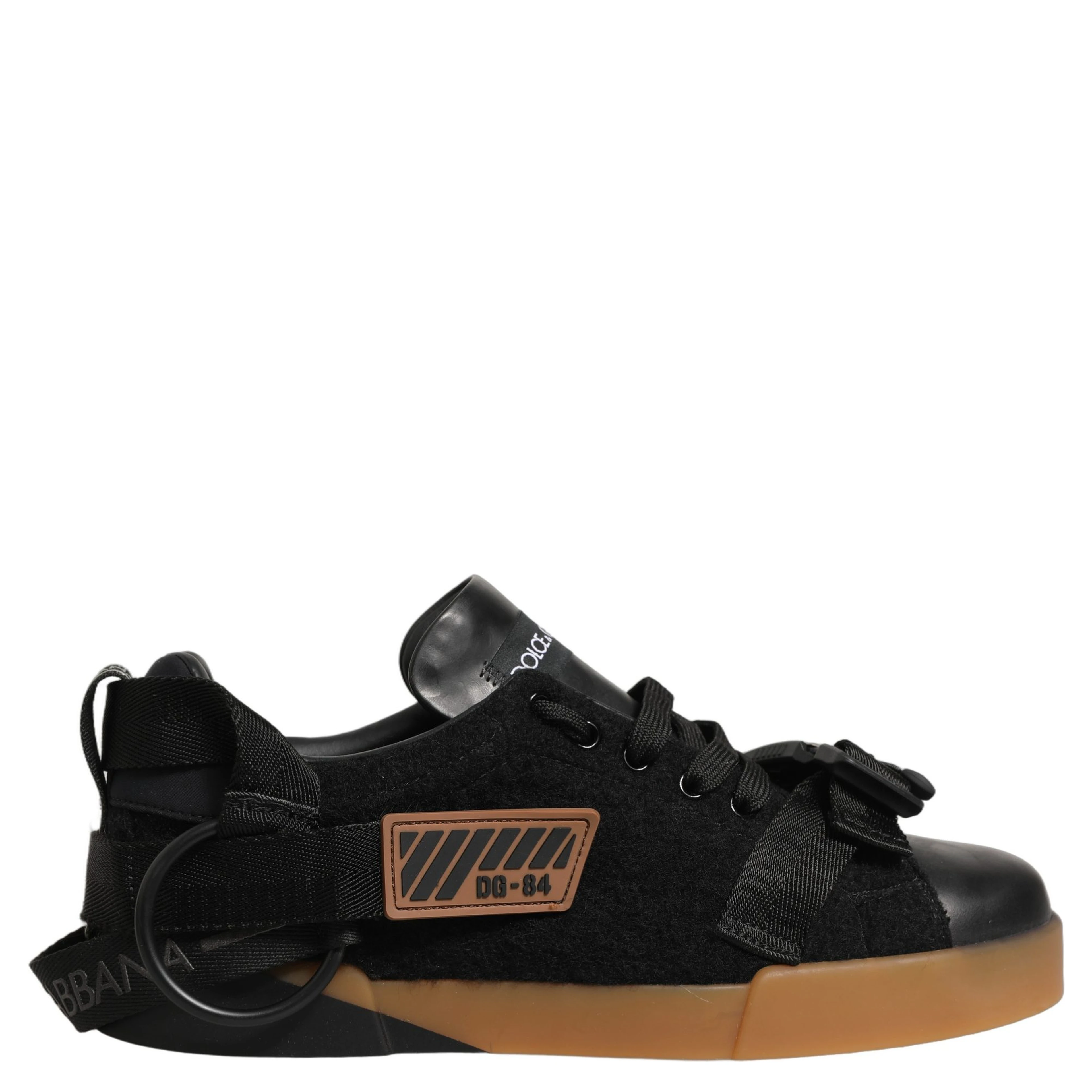 Black Felt Leather Low Top Sneaker Shoes