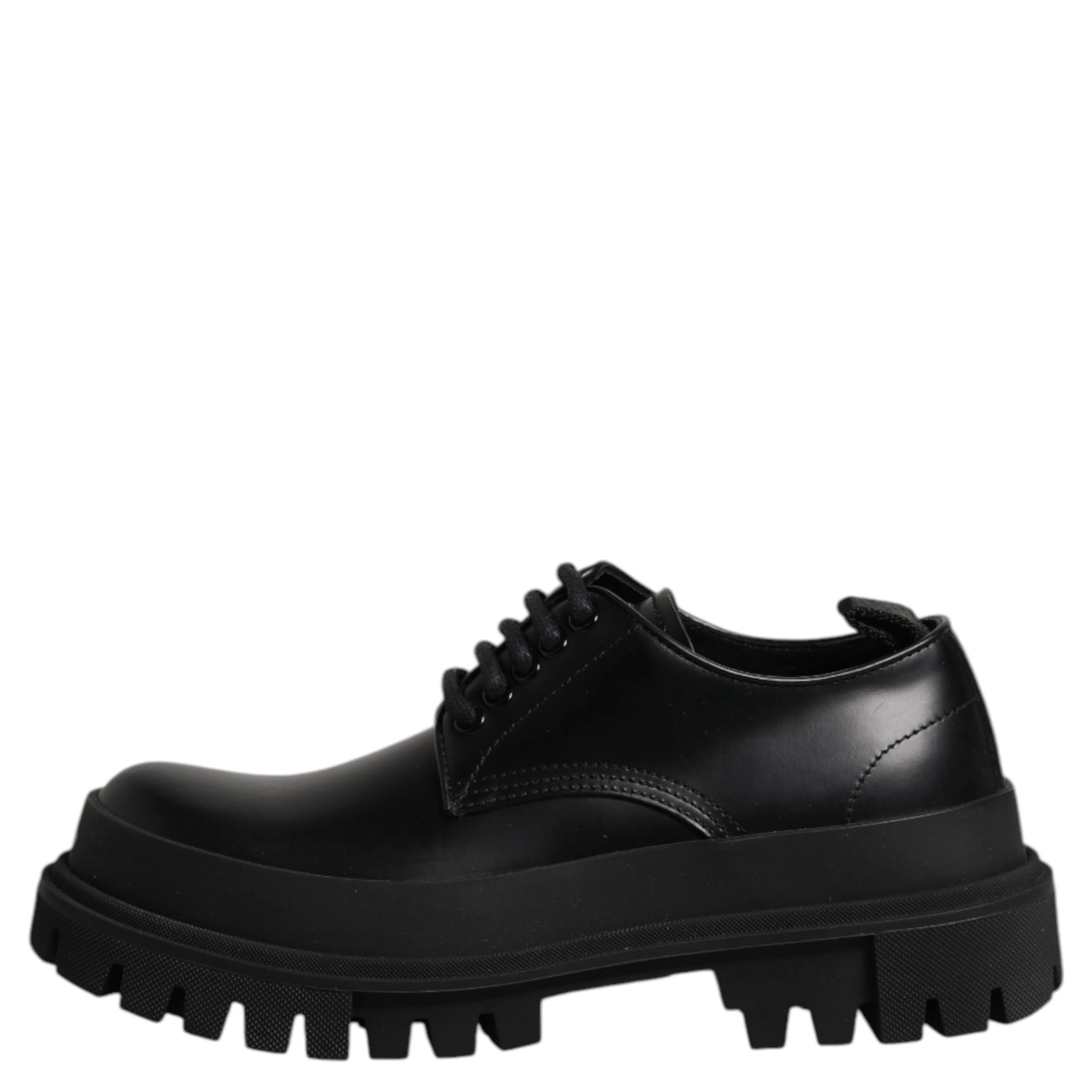 Black Leather Hi-Trekking Derby Shoes