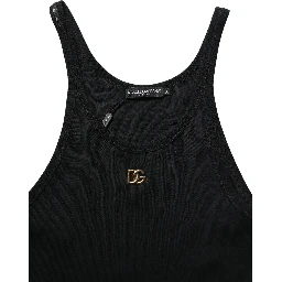 Black DG Logo Cotton Ribbed Tank Top T-shirt