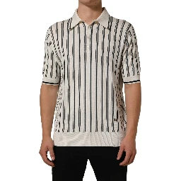 White Black Stripe Collared Polo T-shirt