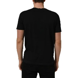 Black Cotton Short Sleeve Crew Neck T-shirt