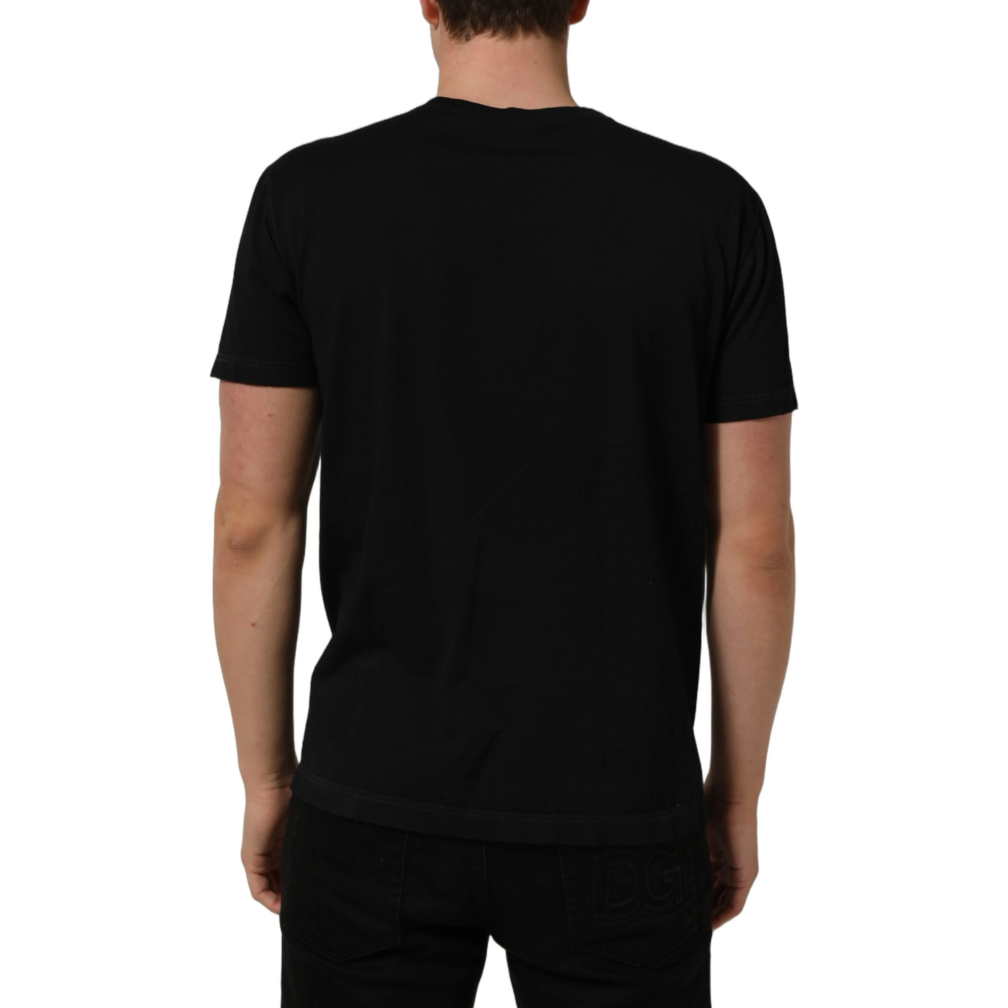 Black Cotton Short Sleeve Crew Neck T-shirt