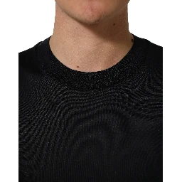 Blue Cotton Crew Neck Short Sleeve T-shirt