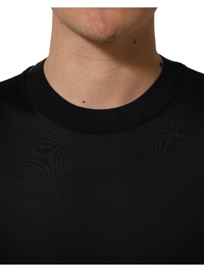 Blue Cotton Crew Neck Short Sleeve T-shirt
