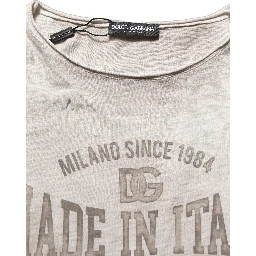 Light Gray Graphic Print Distressed T-shirt