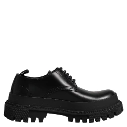 Black Leather Hi-Trekking Derby Shoes