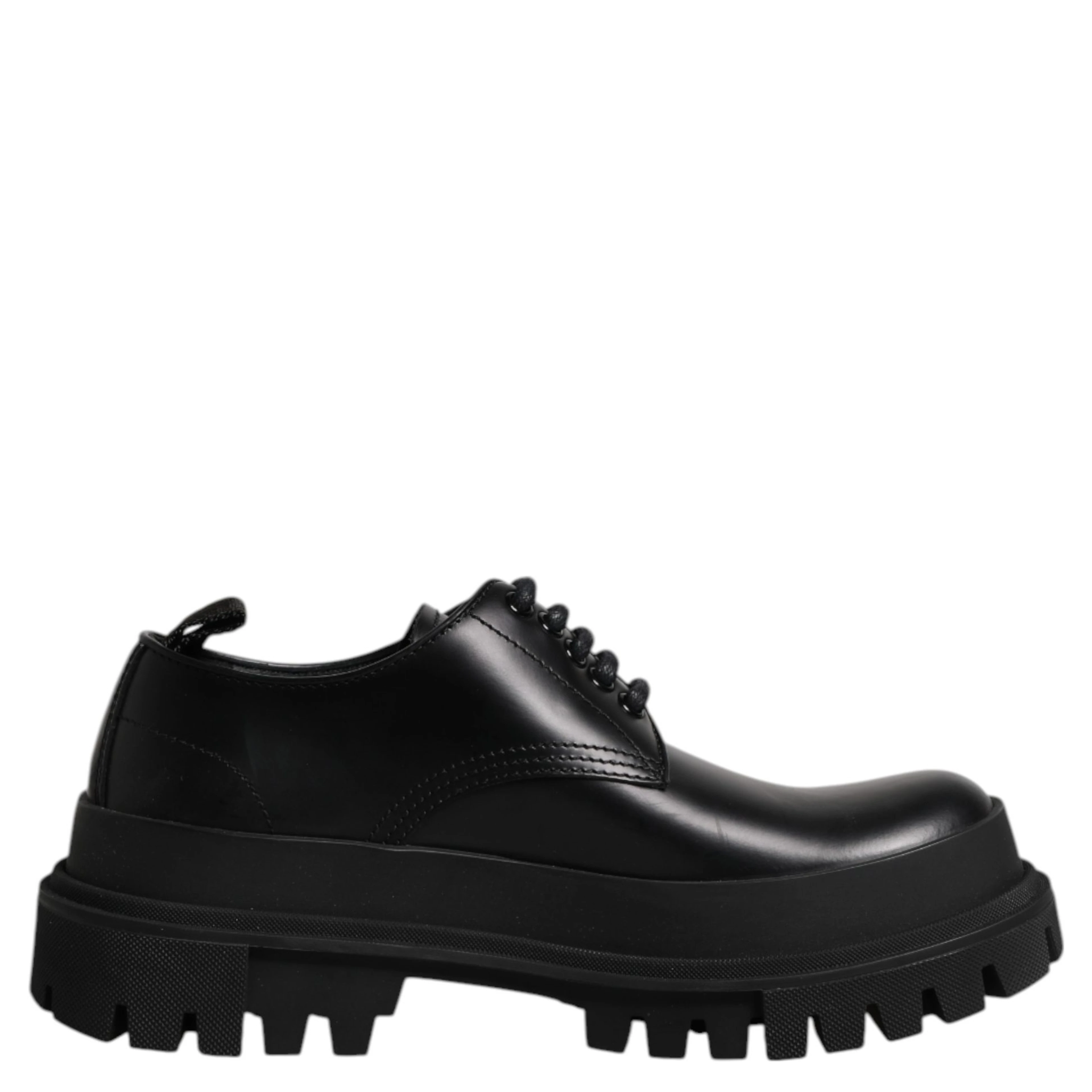 Black Leather Hi-Trekking Derby Shoes