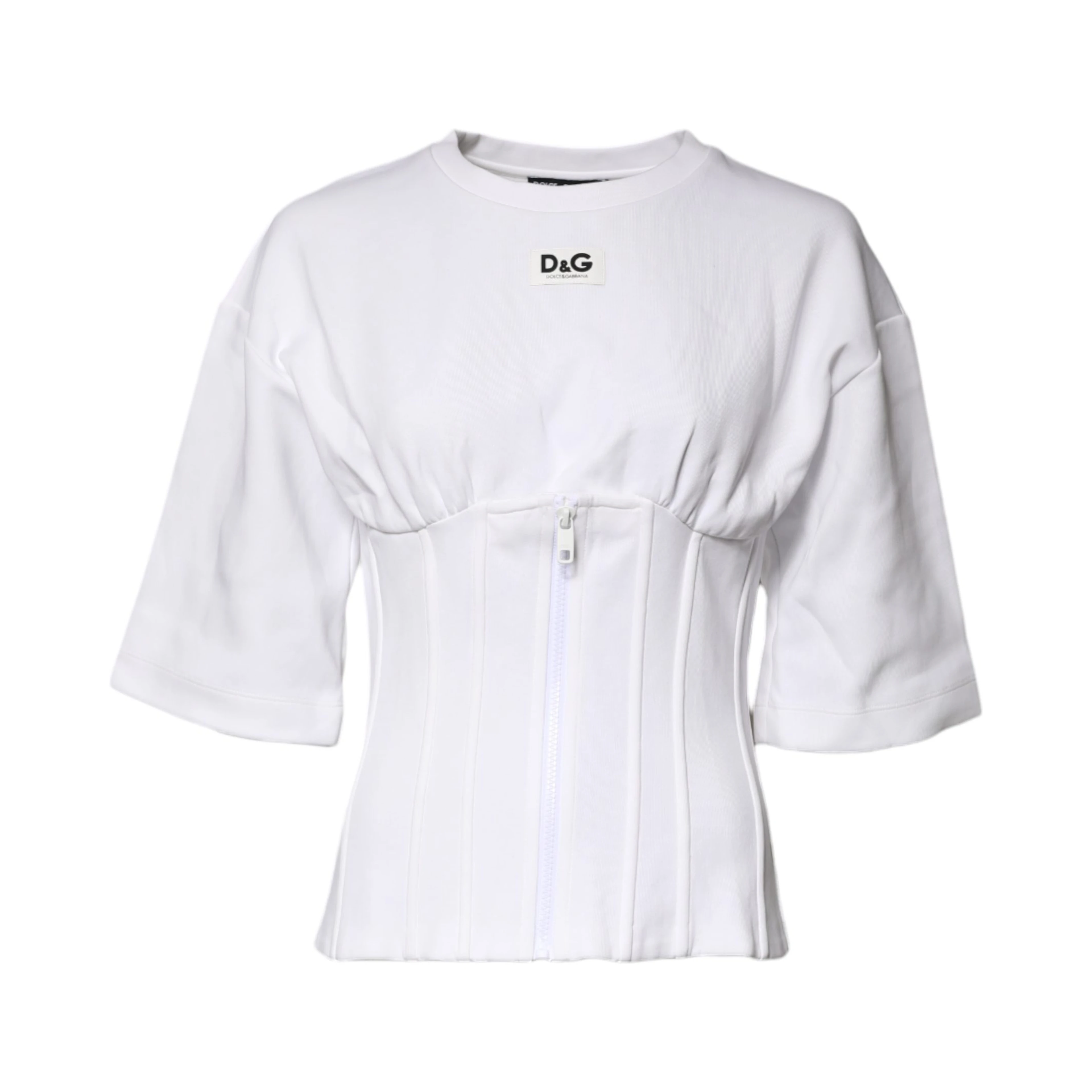 White Cotton Blend Corset Style Blouse Top