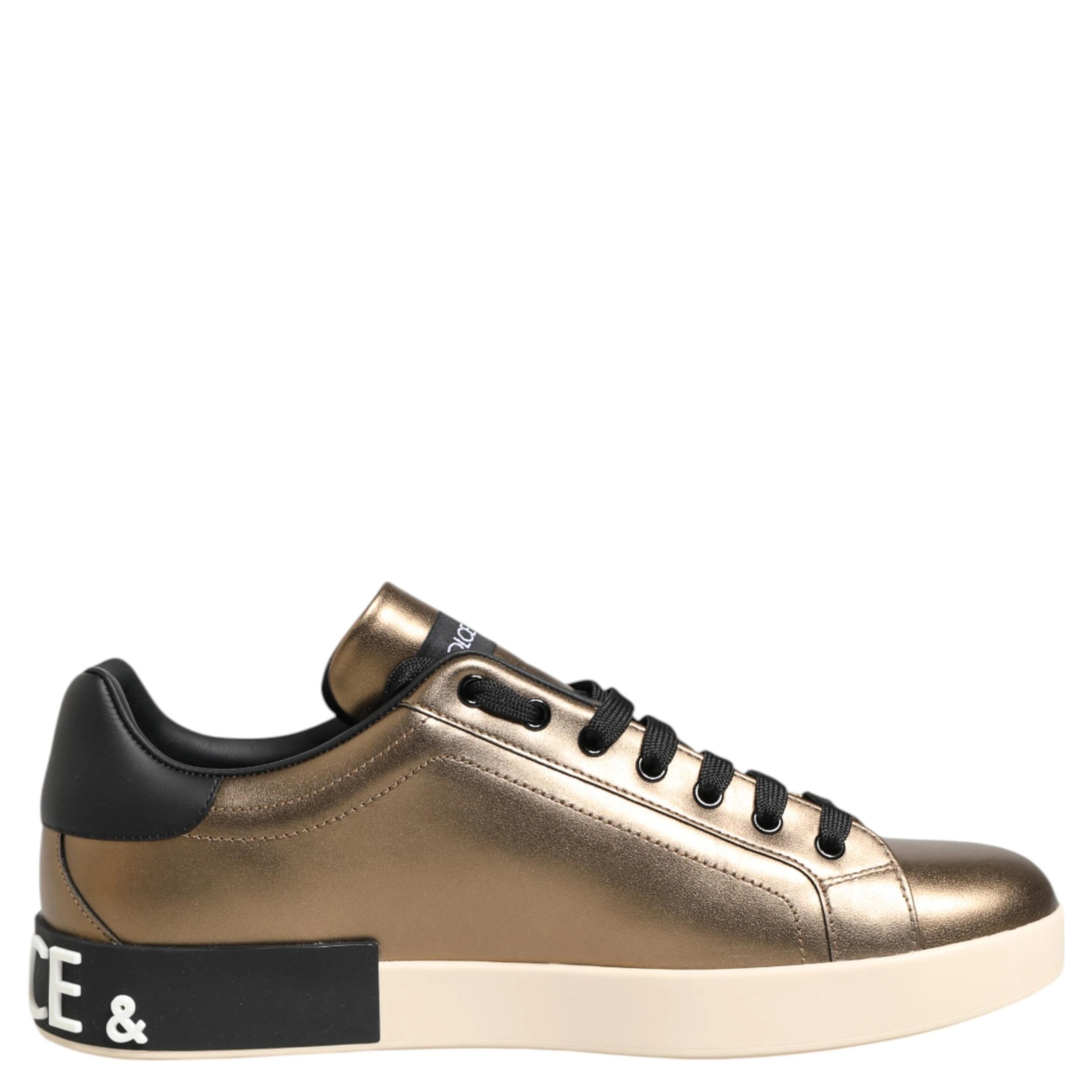Gold Portofino Calf Leather Sneakers Shoes