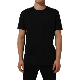 Black Cotton Crew Neck Short Sleeve T-shirt