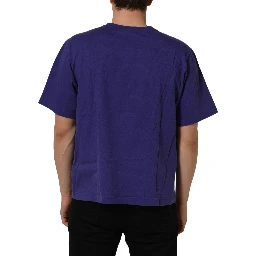 Violet Cotton Crew Neck Short Sleeve T-shirt