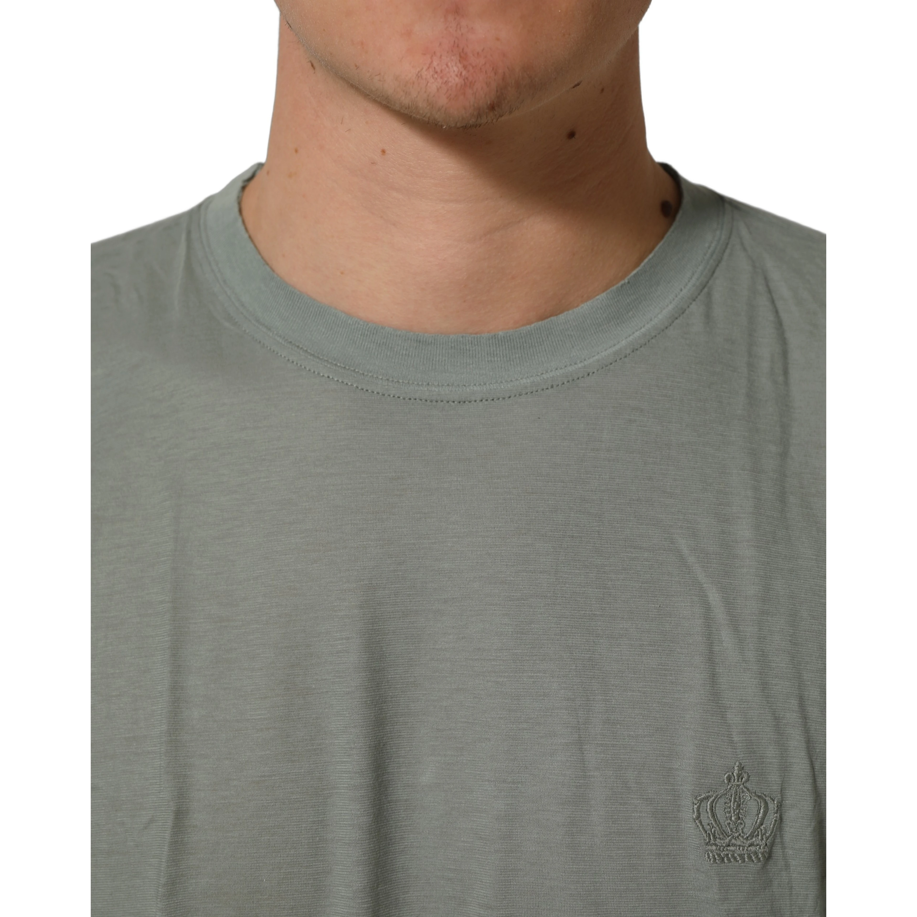 Green Cotton Short Sleeve Crew Neck T-shirt