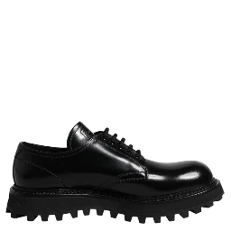 Black Calf Leather Hi-Trekking Derby Shoes