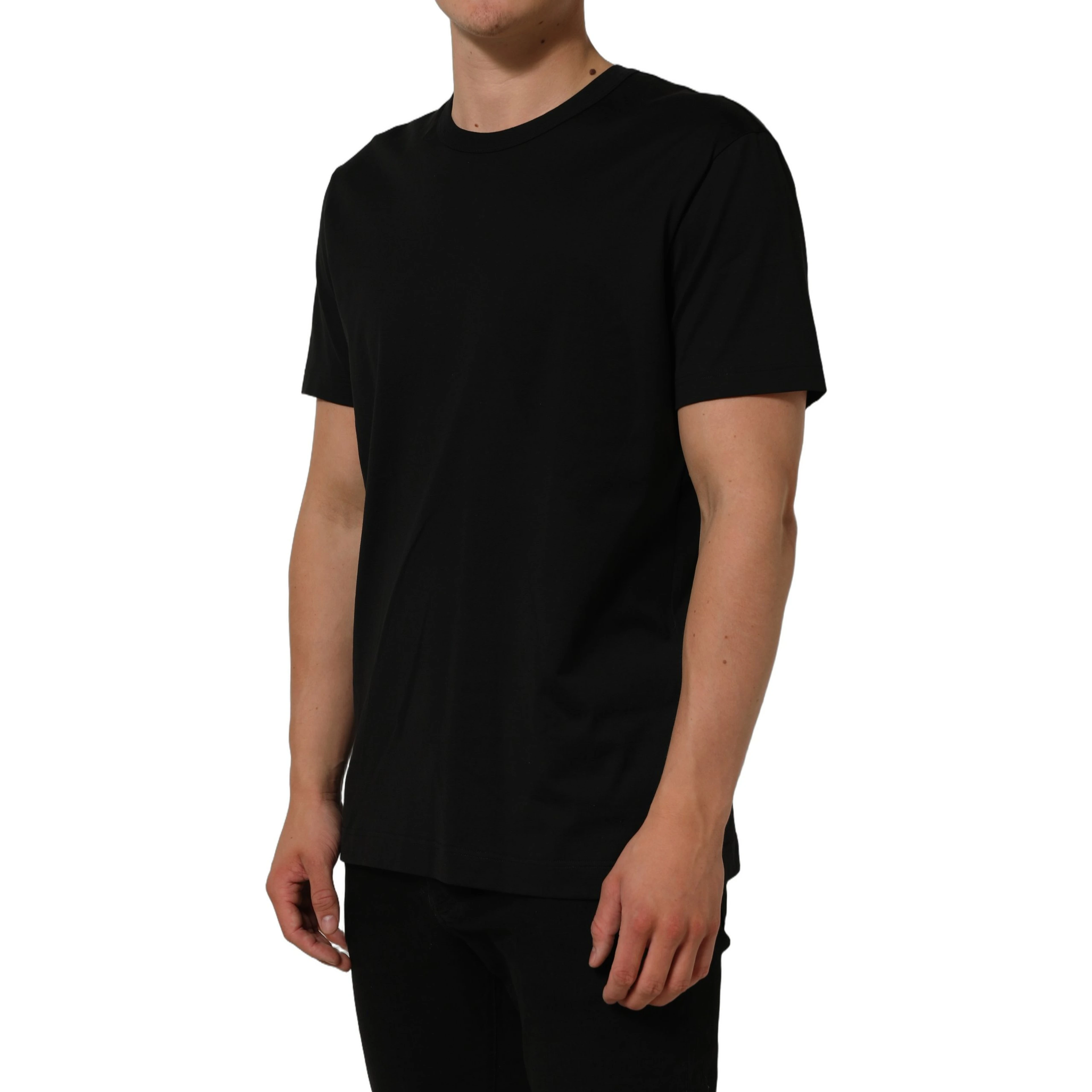 Black Cotton Crew Neck Short Sleeve T-shirt