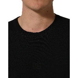 Black Cotton Short Sleeve Crew Neck T-shirt