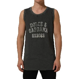 Dark Gray Graphic Print Tank Men Top T-shirt