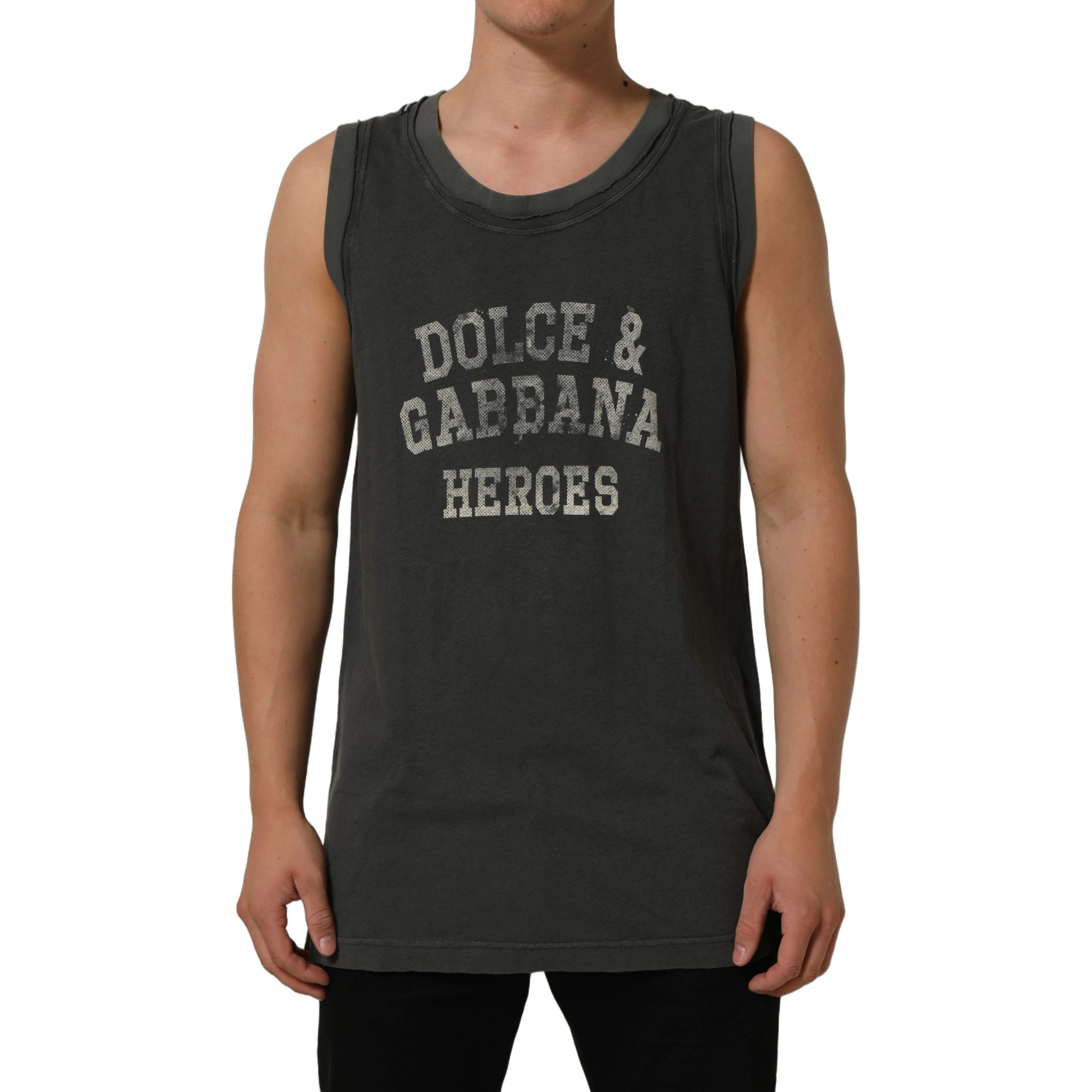 Dark Gray Graphic Print Tank Men Top T-shirt