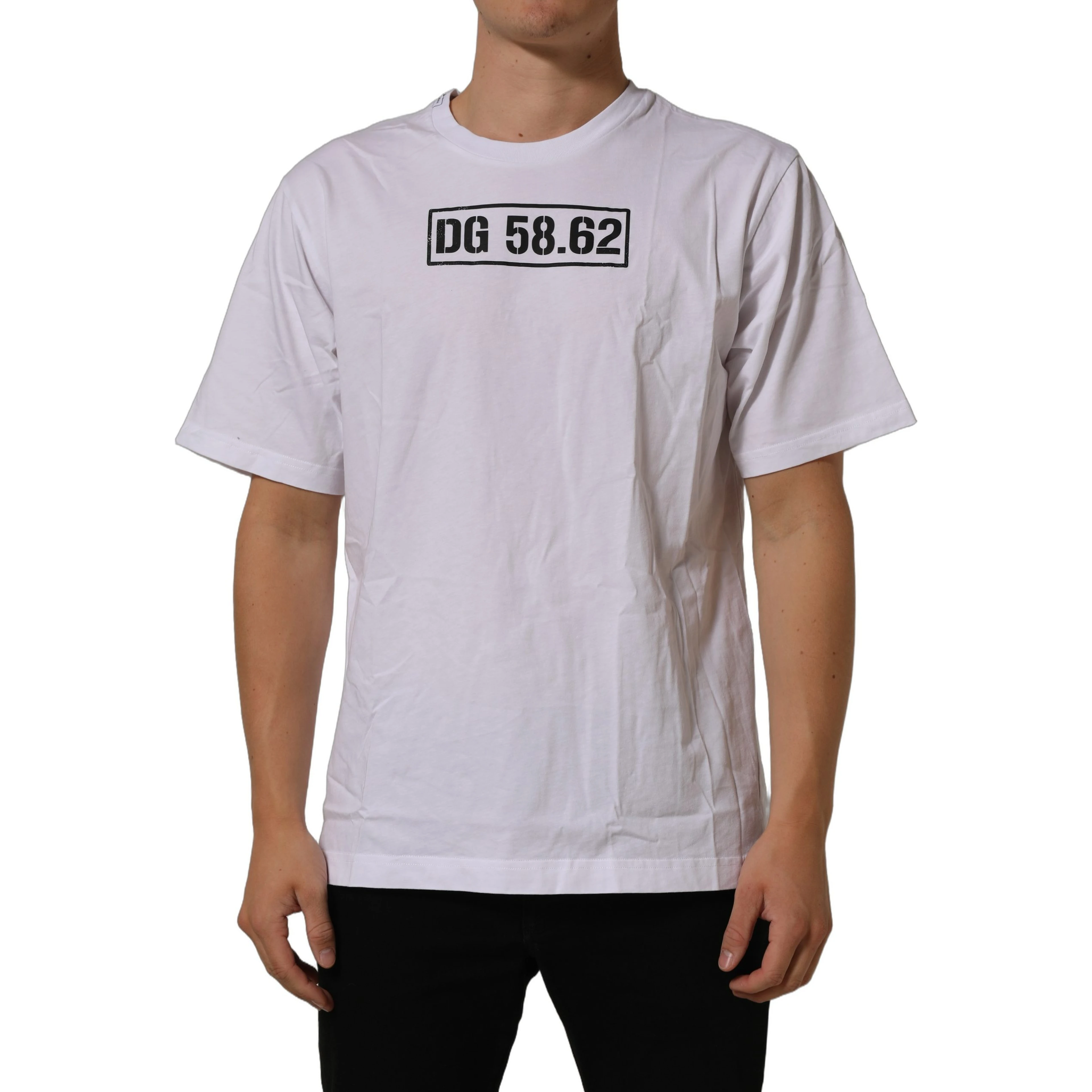 White DG 58.62 Cotton Crew Neck Men T-shirt