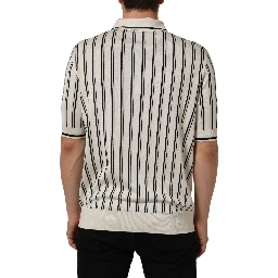 White Black Stripe Collared Polo T-shirt
