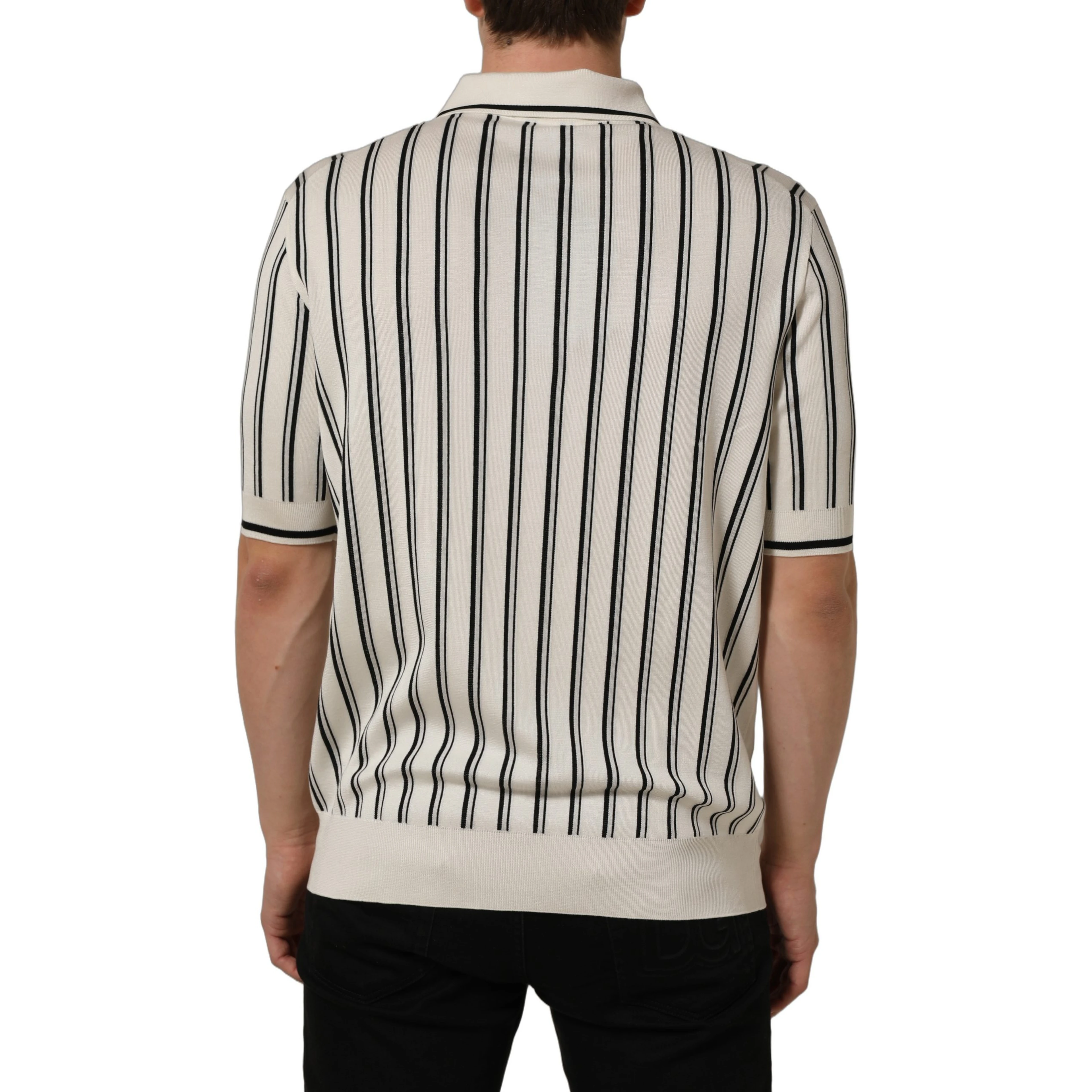 White Black Stripe Collared Polo T-shirt