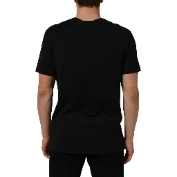 Black Cotton Crew Neck Short Sleeve T-shirt
